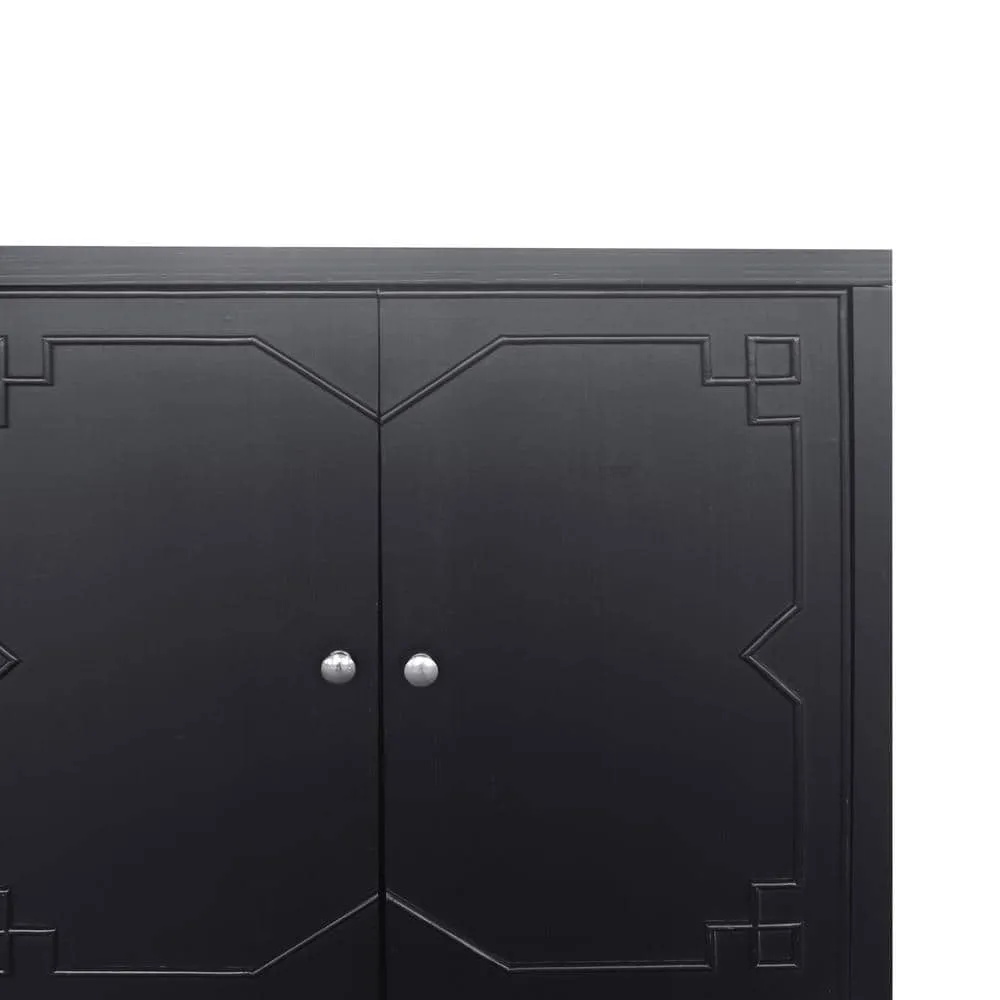 FUNKOL 59.84 in. x 15.75 in. x 31.5 in. MDF Freestanding Ready to Assemble Base Storage Cabinet in Matte Black with 4-Doors, photo 4 of 8