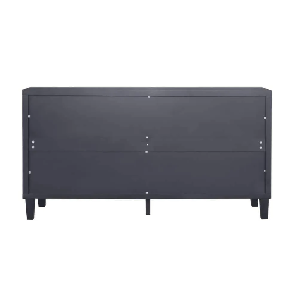 FUNKOL 59.84 in. x 15.75 in. x 31.5 in. MDF Freestanding Ready to Assemble Base Storage Cabinet in Matte Black with 4-Doors, photo 6 of 8