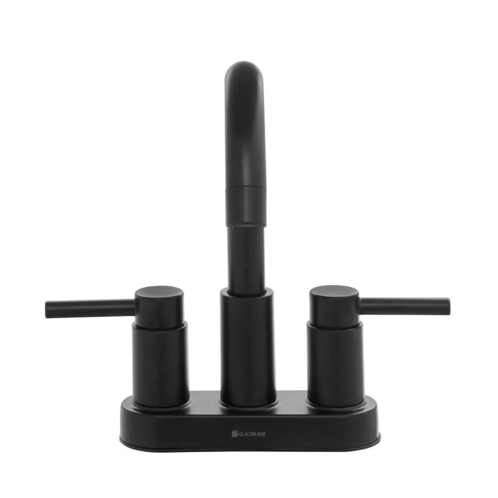 Delta Glacier Bay Dorind 4 in. Centerset 2-Handle High-Arc Bathroom Faucet in Matte Black, photo 5 of 6