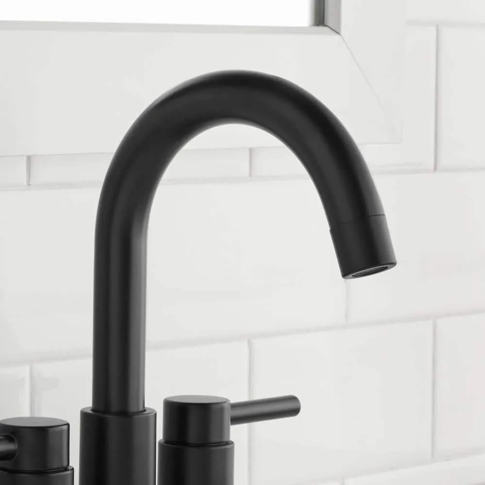 Delta Glacier Bay Dorind 4 in. Centerset 2-Handle High-Arc Bathroom Faucet in Matte Black, photo 3 of 6
