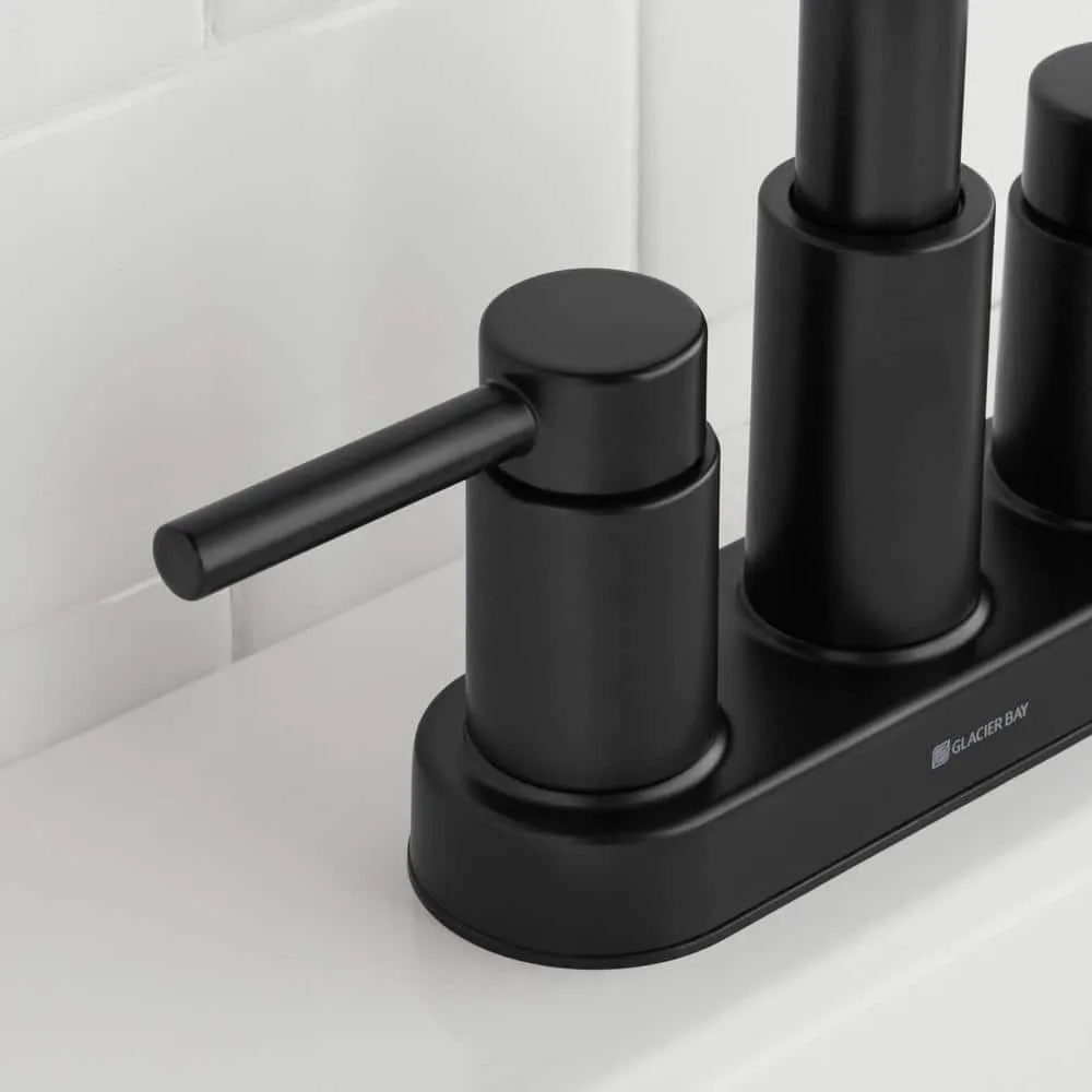 Delta Glacier Bay Dorind 4 in. Centerset 2-Handle High-Arc Bathroom Faucet in Matte Black, photo 4 of 6