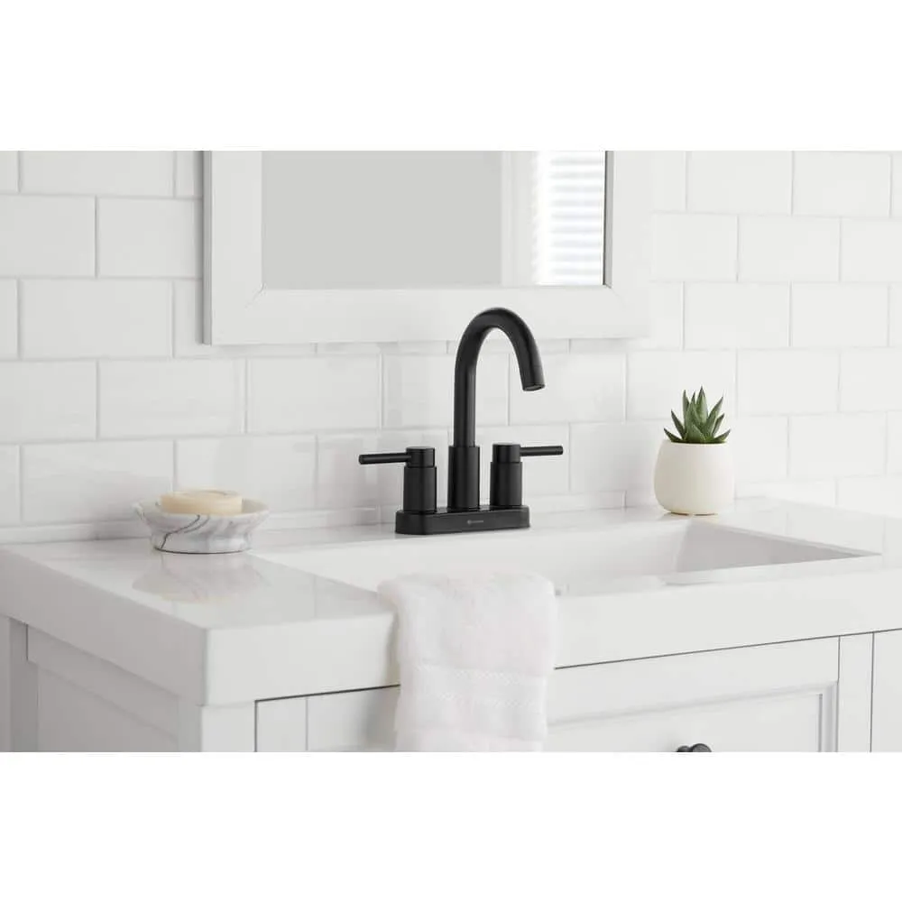 Delta Glacier Bay Dorind 4 in. Centerset 2-Handle High-Arc Bathroom Faucet in Matte Black, photo 2 of 6
