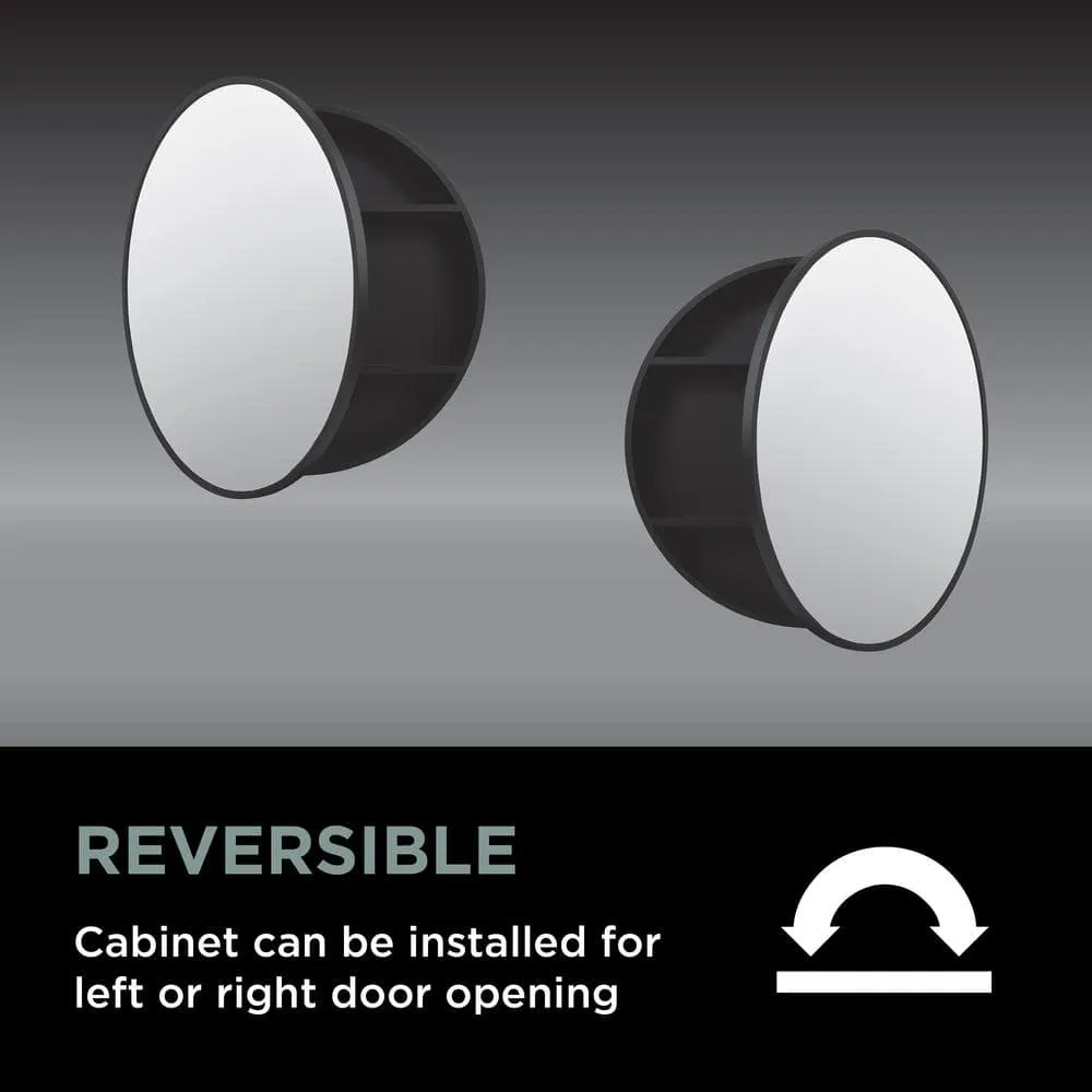 Glacier Bay 30 in. W x 30 in. H Round Matte Black Medicine Cabinet with Mirror, photo 5 of 13