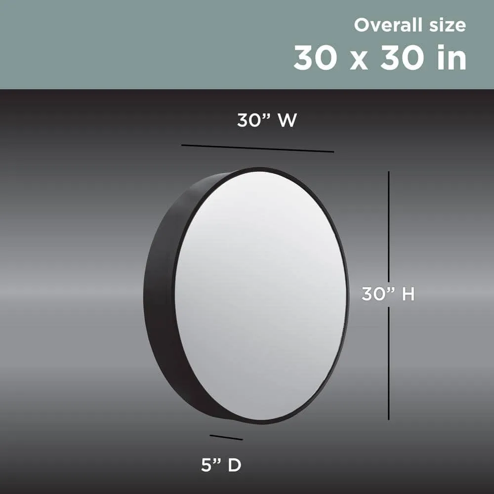Glacier Bay 30 in. W x 30 in. H Round Matte Black Medicine Cabinet with Mirror, photo 3 of 13