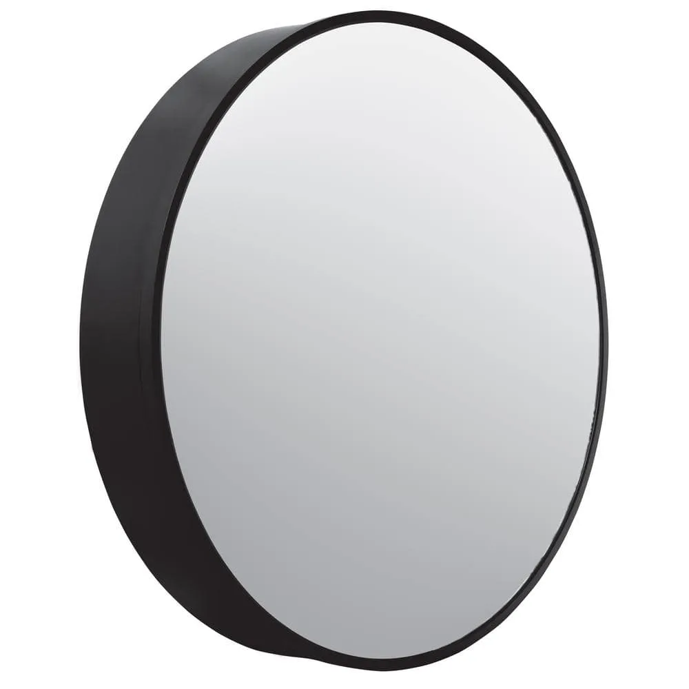 Glacier Bay 30 in. W x 30 in. H Round Matte Black Medicine Cabinet with Mirror, photo 11 of 13
