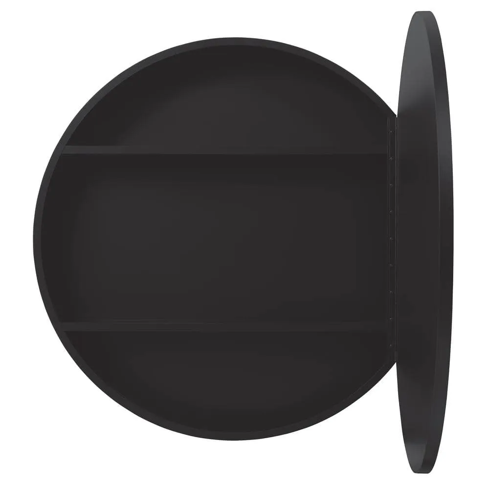 Glacier Bay 30 in. W x 30 in. H Round Matte Black Medicine Cabinet with Mirror, photo 12 of 13