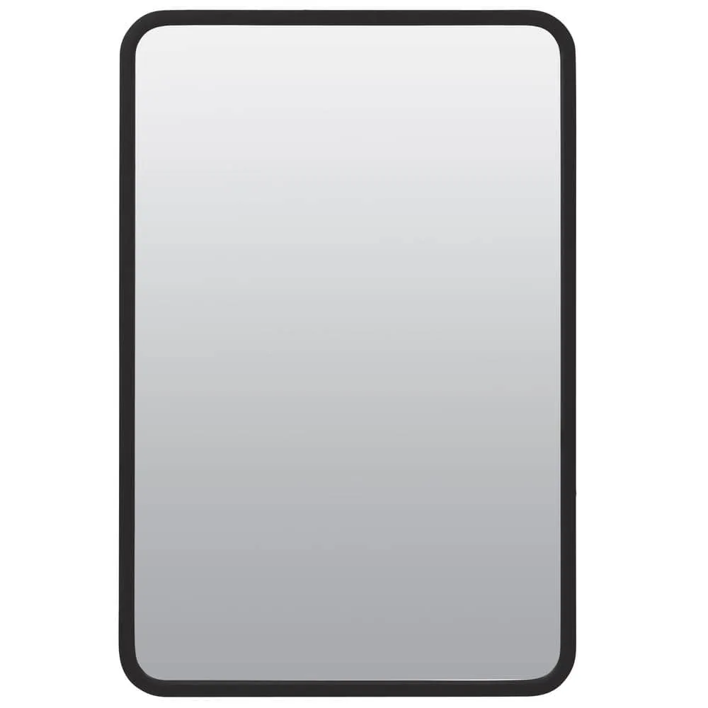 Glacier Bay 16 in. W x 24 in. H Rounded Corner Rectangular Matte Black Medicine Cabinet with Mirror, photo 10 of 13