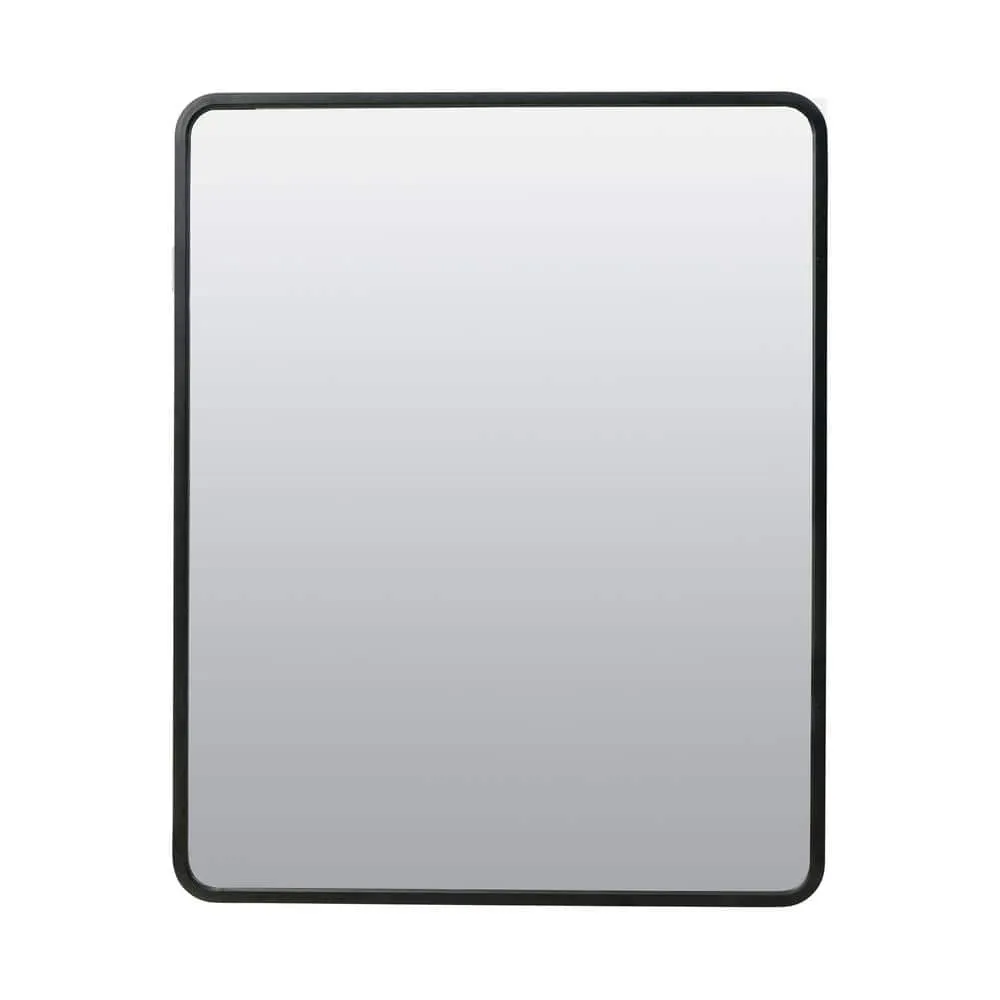 Glacier Bay 24 in. W x 30 in. H Rounded Corner Rectangular Matte Black Medicine Cabinet with Mirror, photo 10 of 13