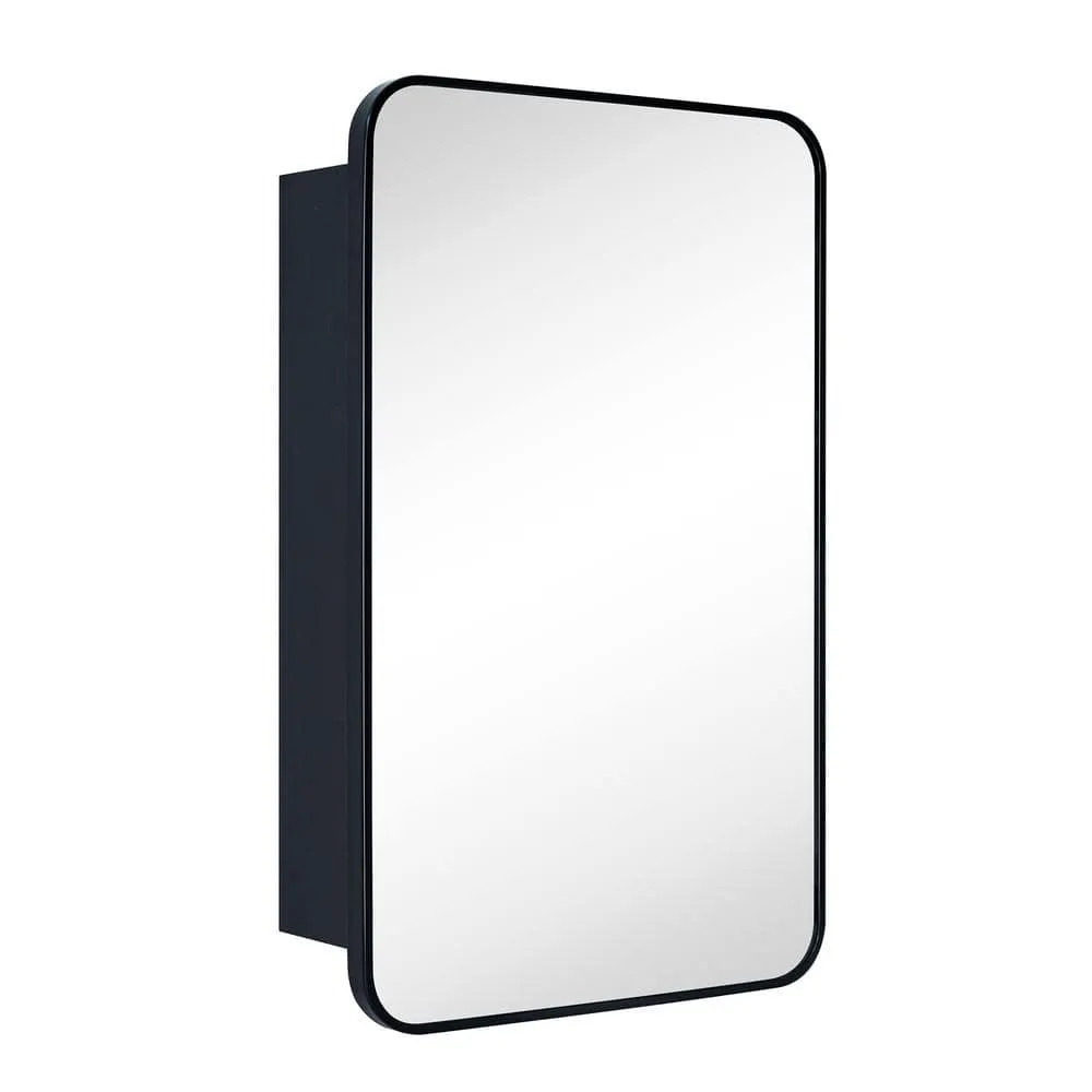 TEHOME Garnes 20 in. W x 30 in. H Rectangular Recessed or Surface Mount Metal Framed Medicine Cabinet with Mirror in Black, photo 2 of 6