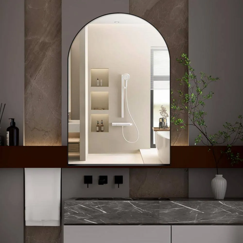 Tenleaf 24.00 in. W x 35.80 in. H Arched Metal Medicine Cabinet with Mirror, Wall Cabinet with Adjustable Shelves, Matte Black, photo 5 of 11