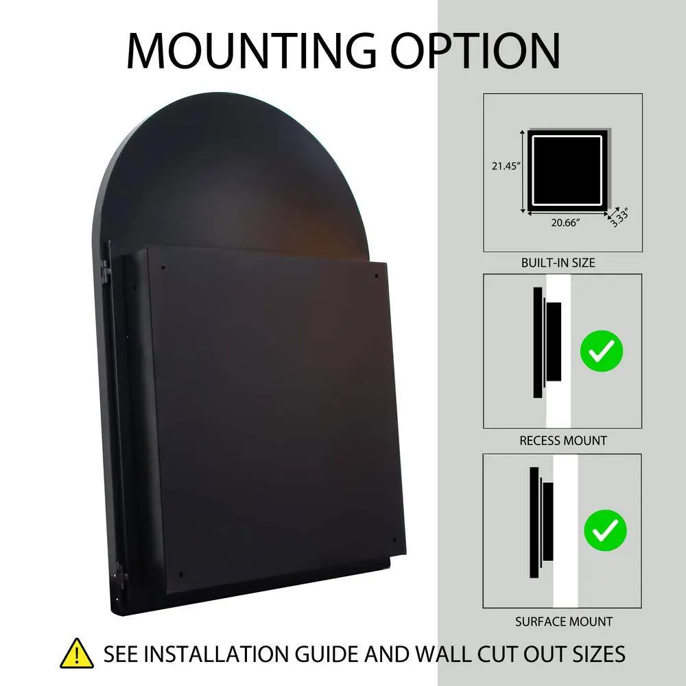 Tenleaf 24.00 in. W x 35.80 in. H Arched Metal Medicine Cabinet with Mirror, Wall Cabinet with Adjustable Shelves, Matte Black, photo 6 of 11