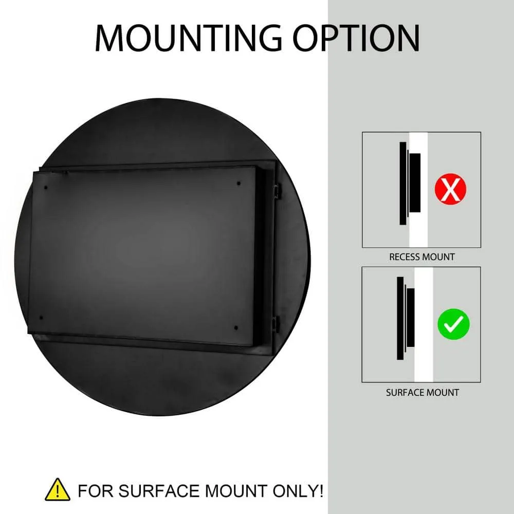 waterpar 31.5 in. W x 31.5 in. H Round Aluminum Medicine Cabinet with Mirror in Matte Black, photo 3 of 11