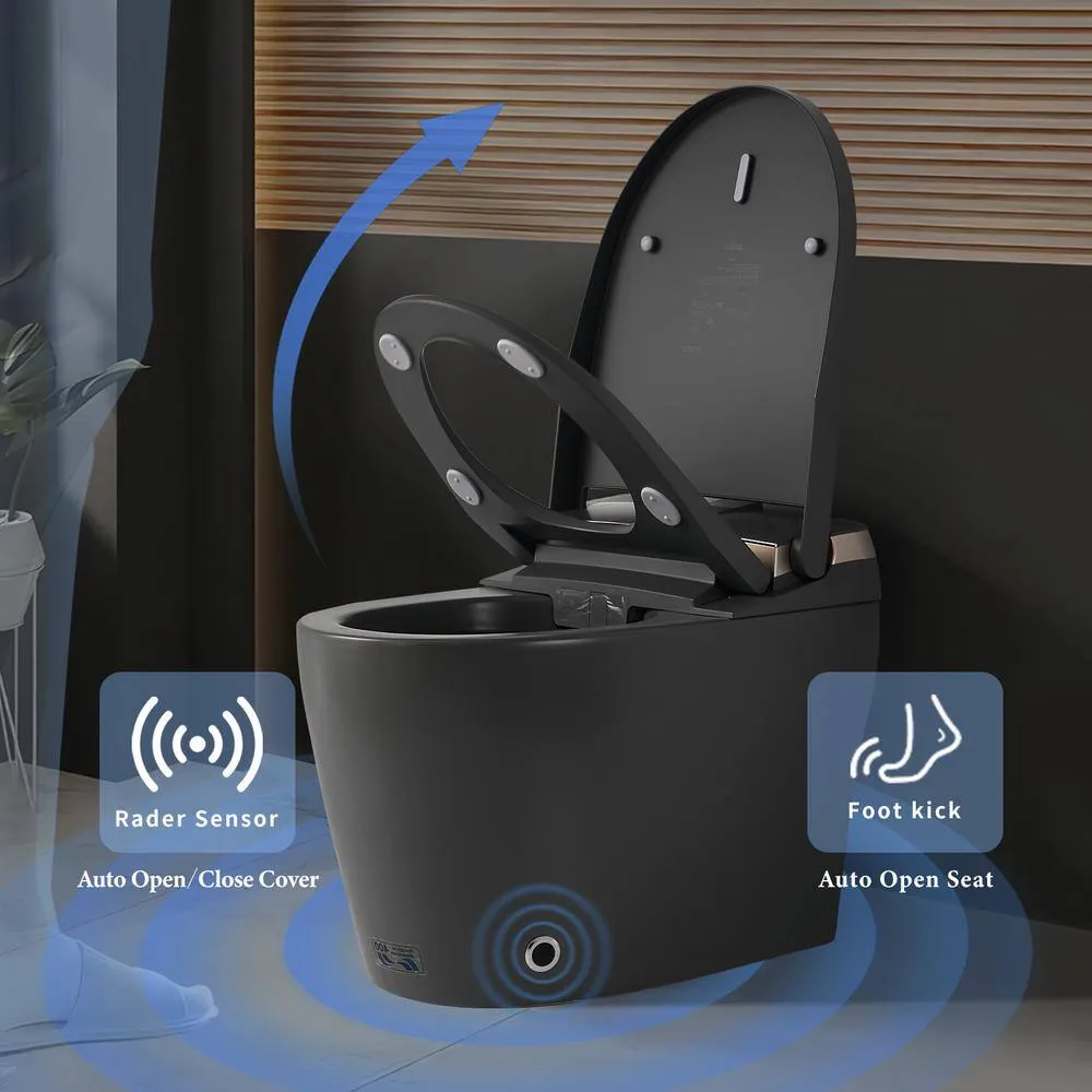 UPIKER Smart 12-in-1 Single Flush Elongated Toilet in Matte Gray with Heated Seat, photo 5 of 10