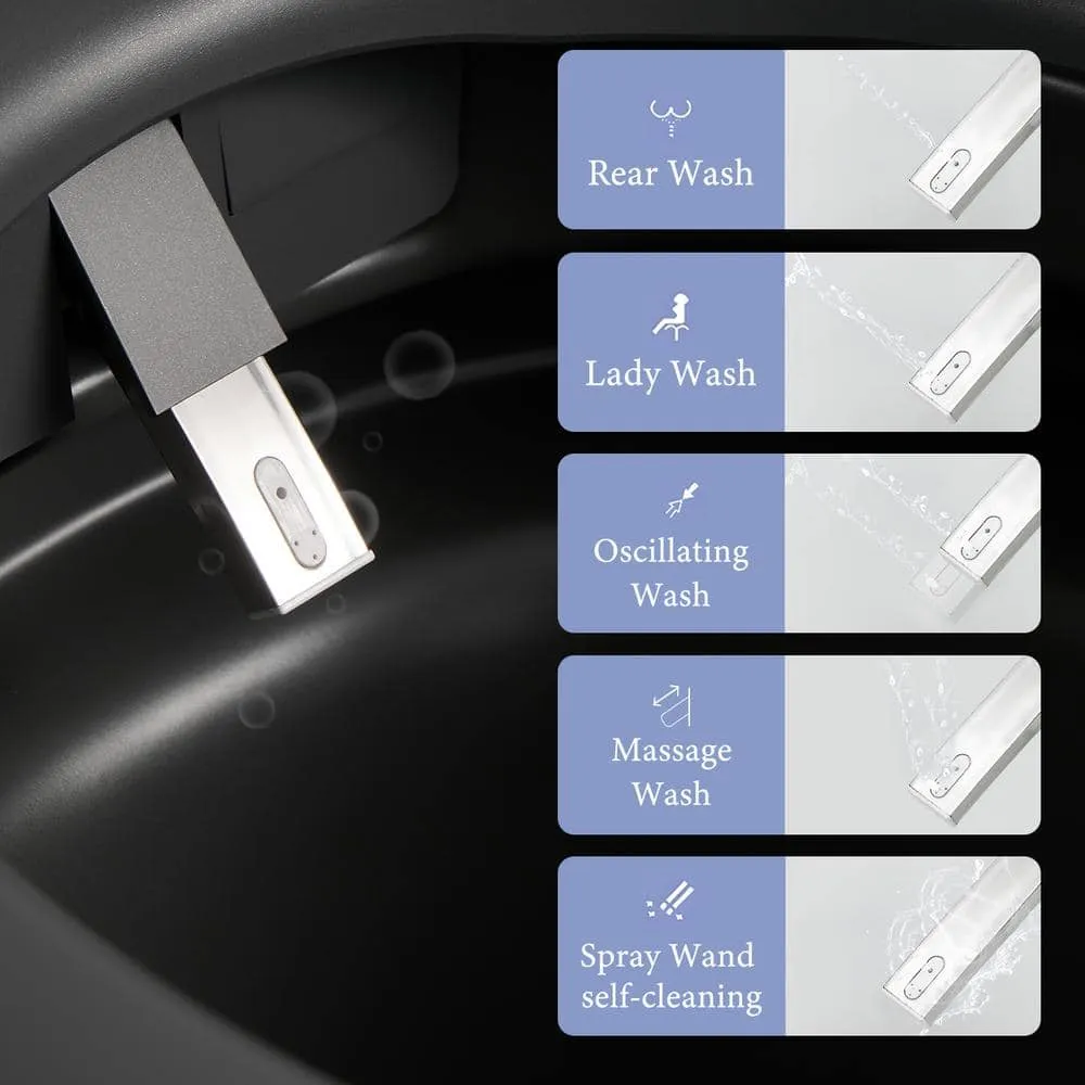 UPIKER Smart 12-in-1 Single Flush Elongated Toilet in Matte Gray with Heated Seat, photo 8 of 10
