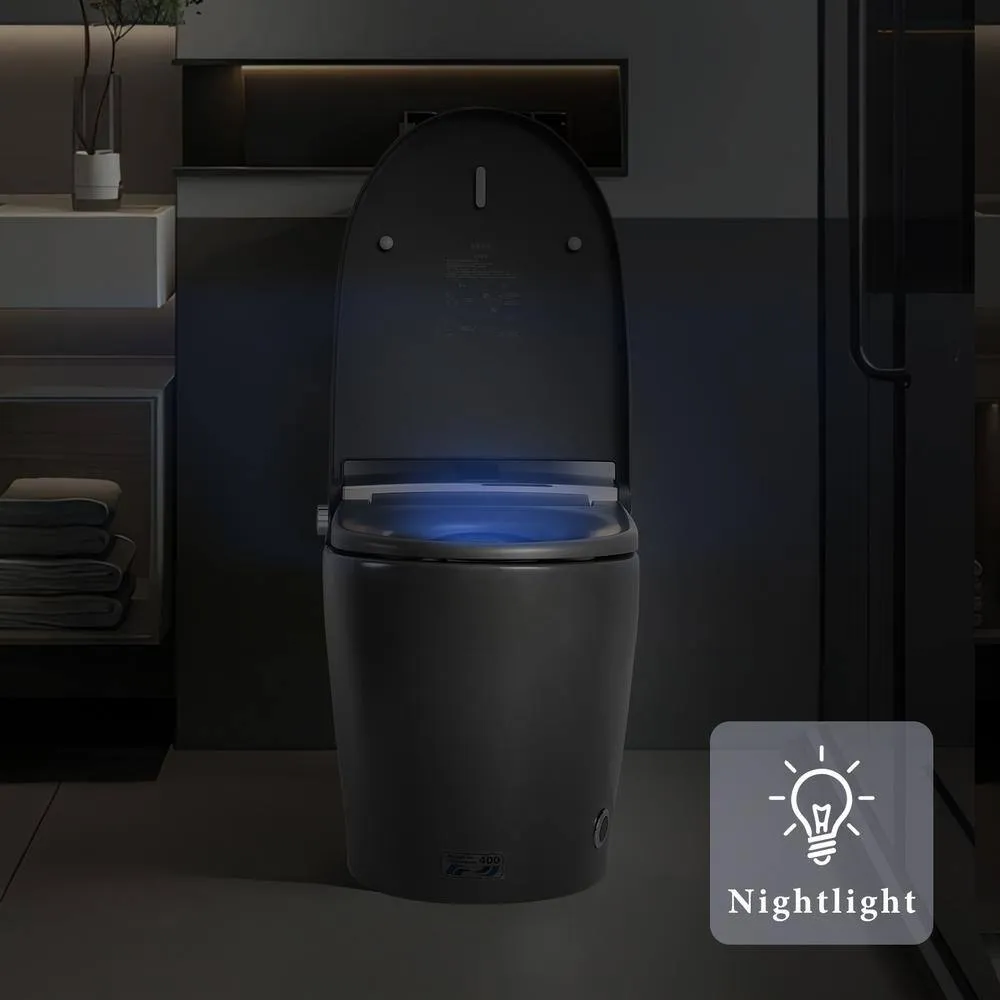 UPIKER Smart 12-in-1 Single Flush Elongated Toilet in Matte Gray with Heated Seat, photo 4 of 10