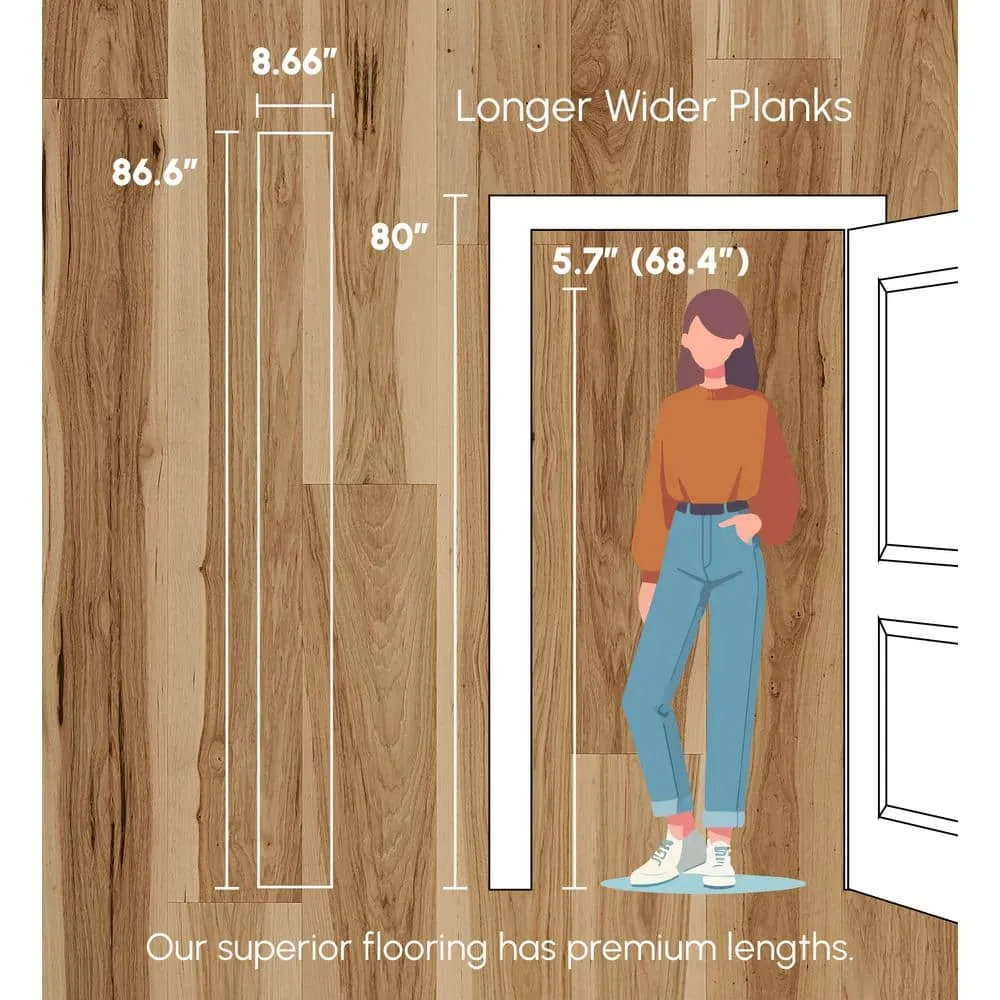 ASPEN FLOORING Meadow Hickory 9/16 in T x 8.66 in. W Tongue and Groove Wire Brushed Engineered Hardwood Flooring (31.25 sqft/case), photo 7 of 13