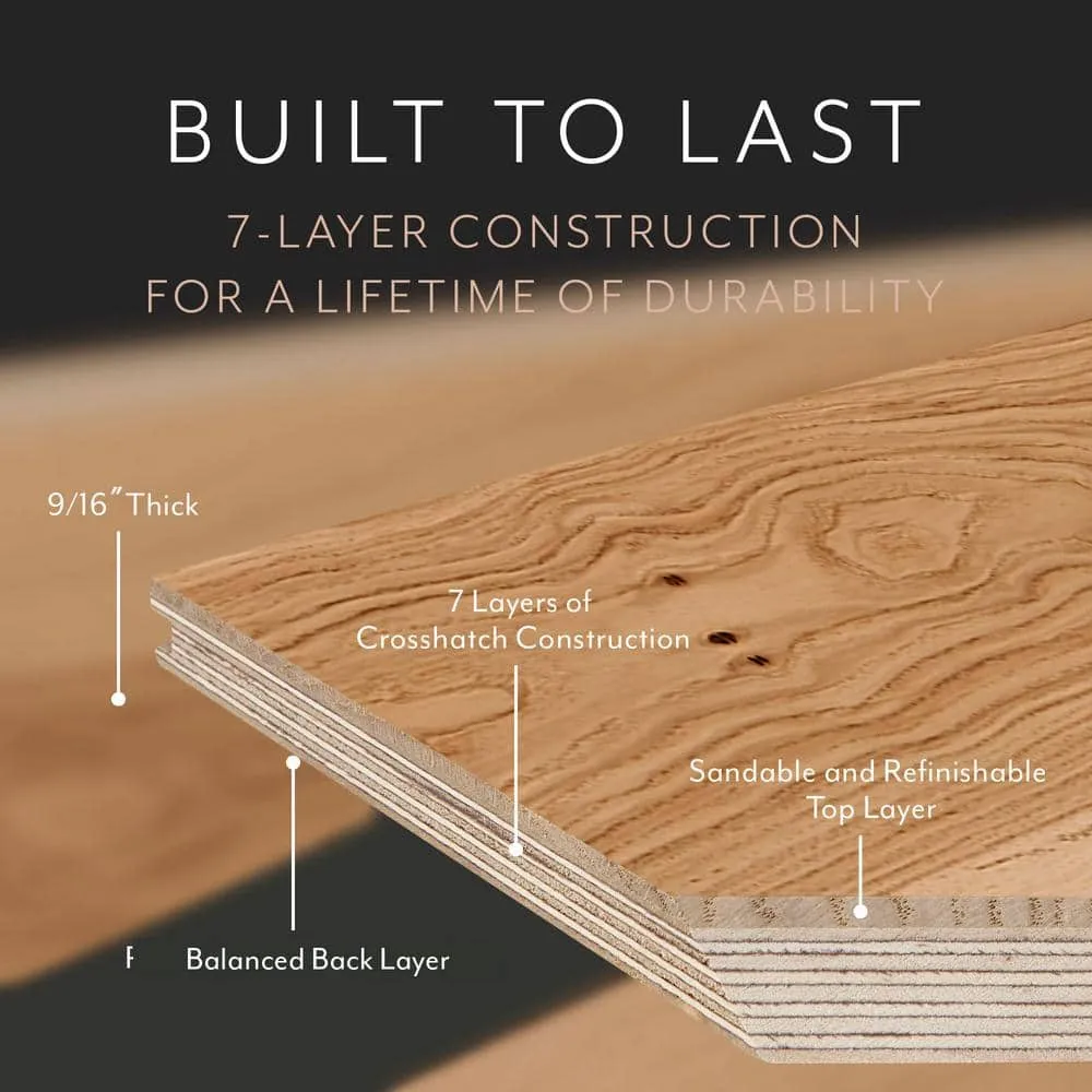 ASPEN FLOORING Meadow Hickory 9/16 in T x 8.66 in. W Tongue and Groove Wire Brushed Engineered Hardwood Flooring (31.25 sqft/case), photo 4 of 13