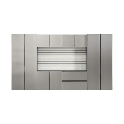 128 × 72 × 20 in Nova Series Wood Wall Mounted Garage Storage System in Metallic Grey