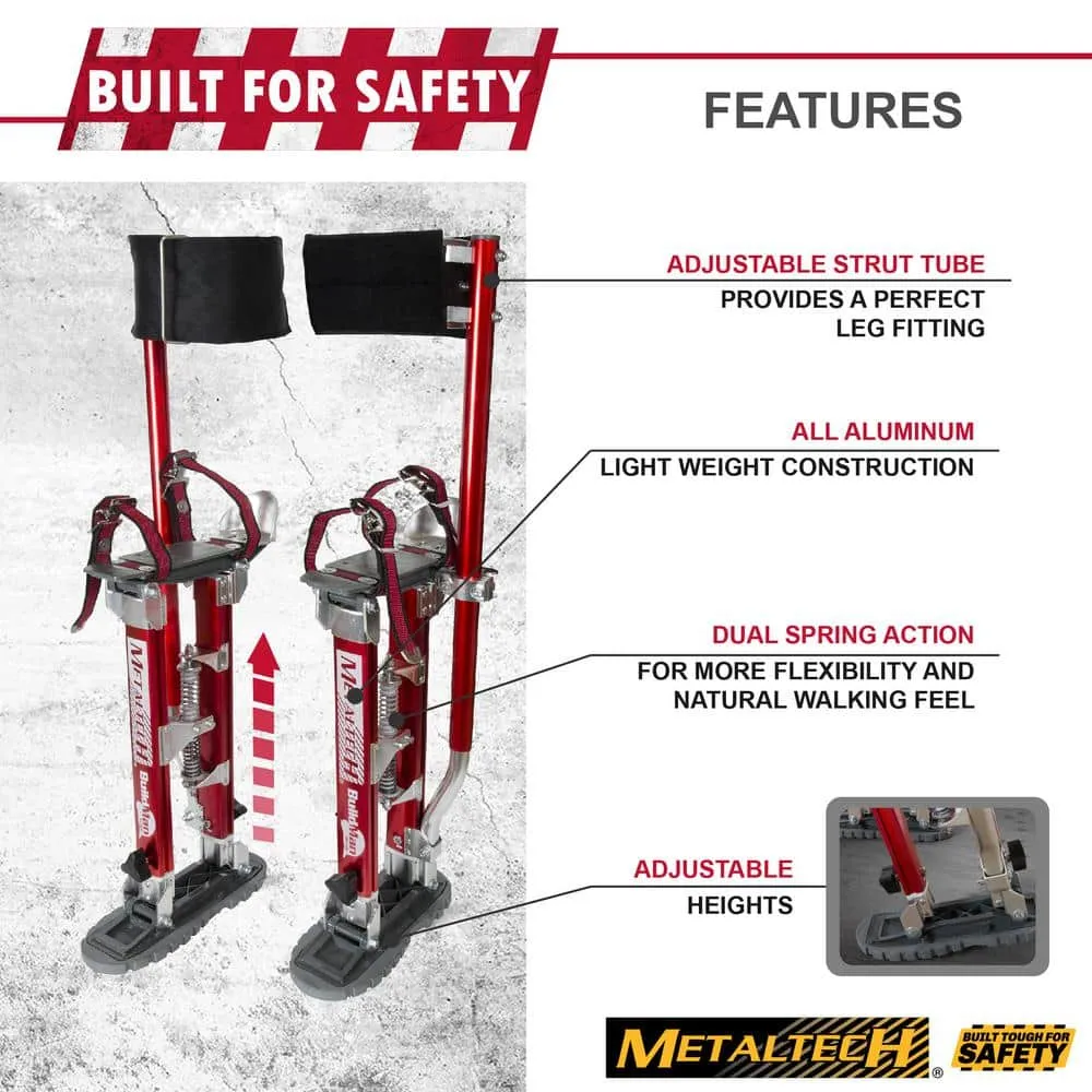 MetalTech BuildMan Grade 24-in. to 40-in. Drywall Stilts, Aluminum Stilts for Adults, Drywall Tools for Home Improvement, photo 5 of 10