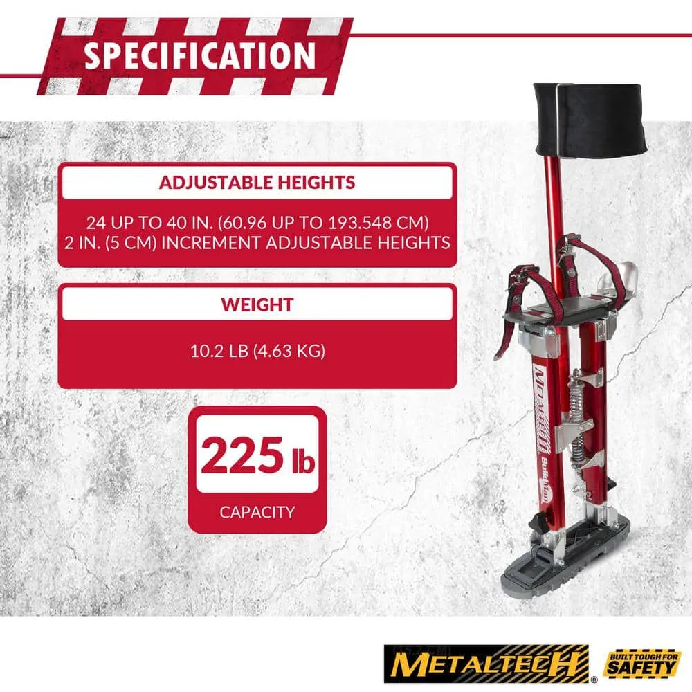 MetalTech BuildMan Grade 24-in. to 40-in. Drywall Stilts, Aluminum Stilts for Adults, Drywall Tools for Home Improvement, photo 3 of 10