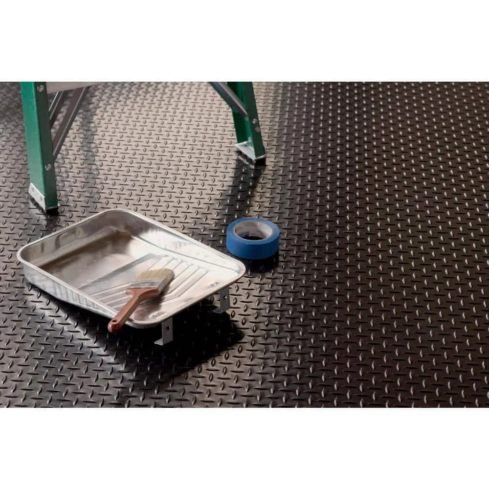 G-Floor Diamond Tread 7.5 ft. x 17 ft. Midnight Black Commercial Grade Vinyl Garage Flooring Cover and Protector, photo 5 of 8