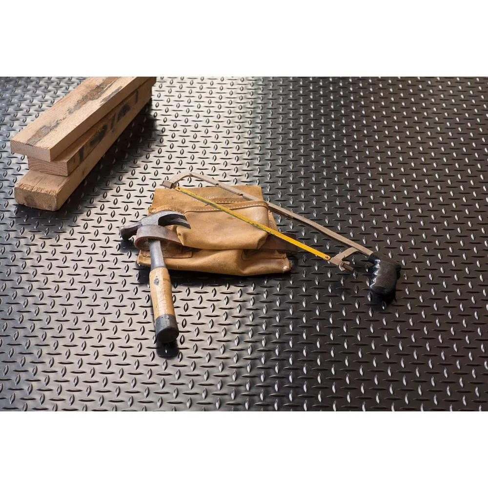 G-Floor Diamond Tread 7.5 ft. x 17 ft. Midnight Black Commercial Grade Vinyl Garage Flooring Cover and Protector, photo 6 of 8