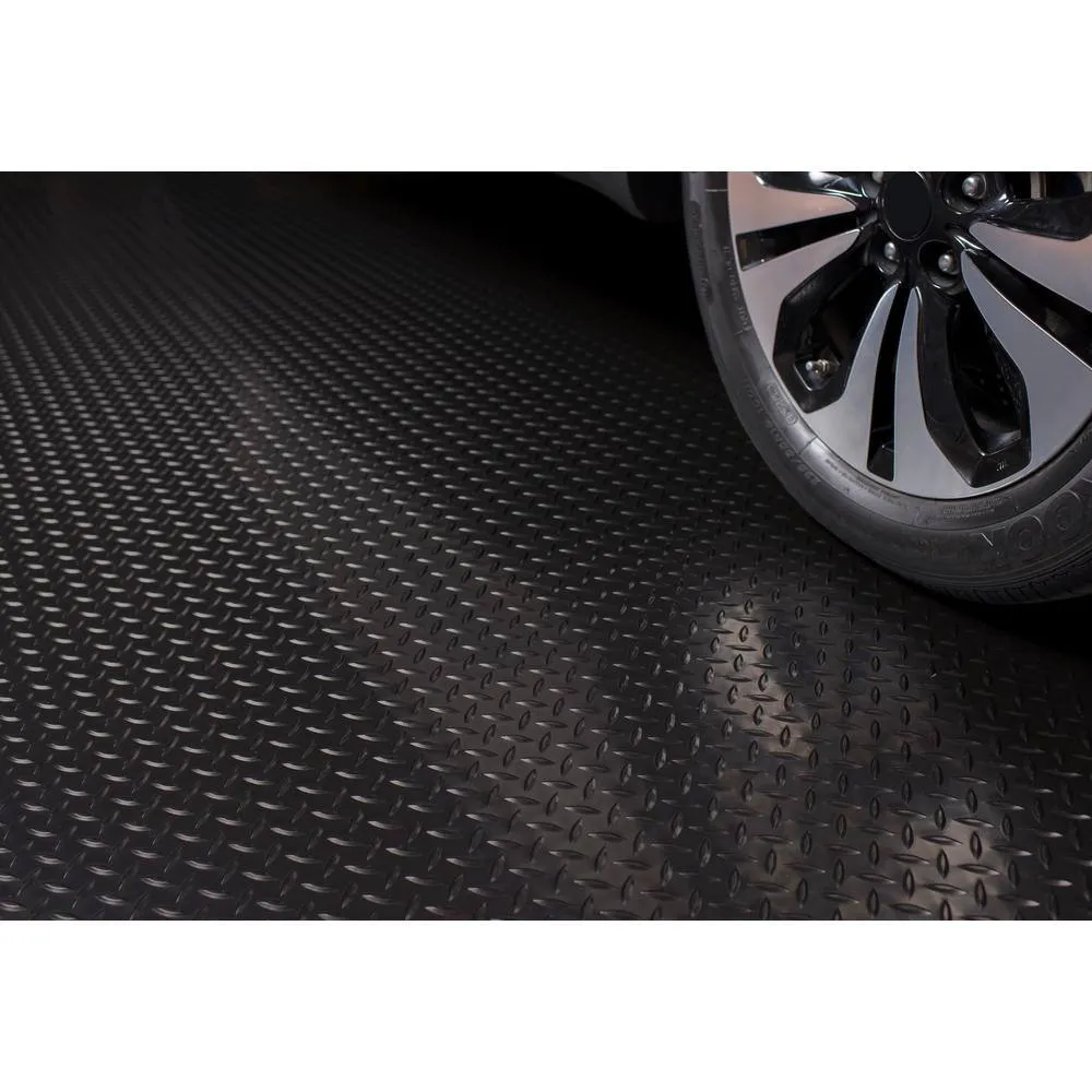 G-Floor Diamond Tread 7.5 ft. x 17 ft. Midnight Black Commercial Grade Vinyl Garage Flooring Cover and Protector, photo 3 of 8