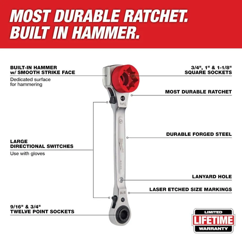 Milwaukee Lineman’s 5-in-1 3/4 in. Ratcheting Wrench w/ Smooth Strike Face + Lineman’s 2-in-1 Insulated Ratcheting Box Wrench Set (Model 48-22-9216 & 48-22-9211), photo 2 of 2