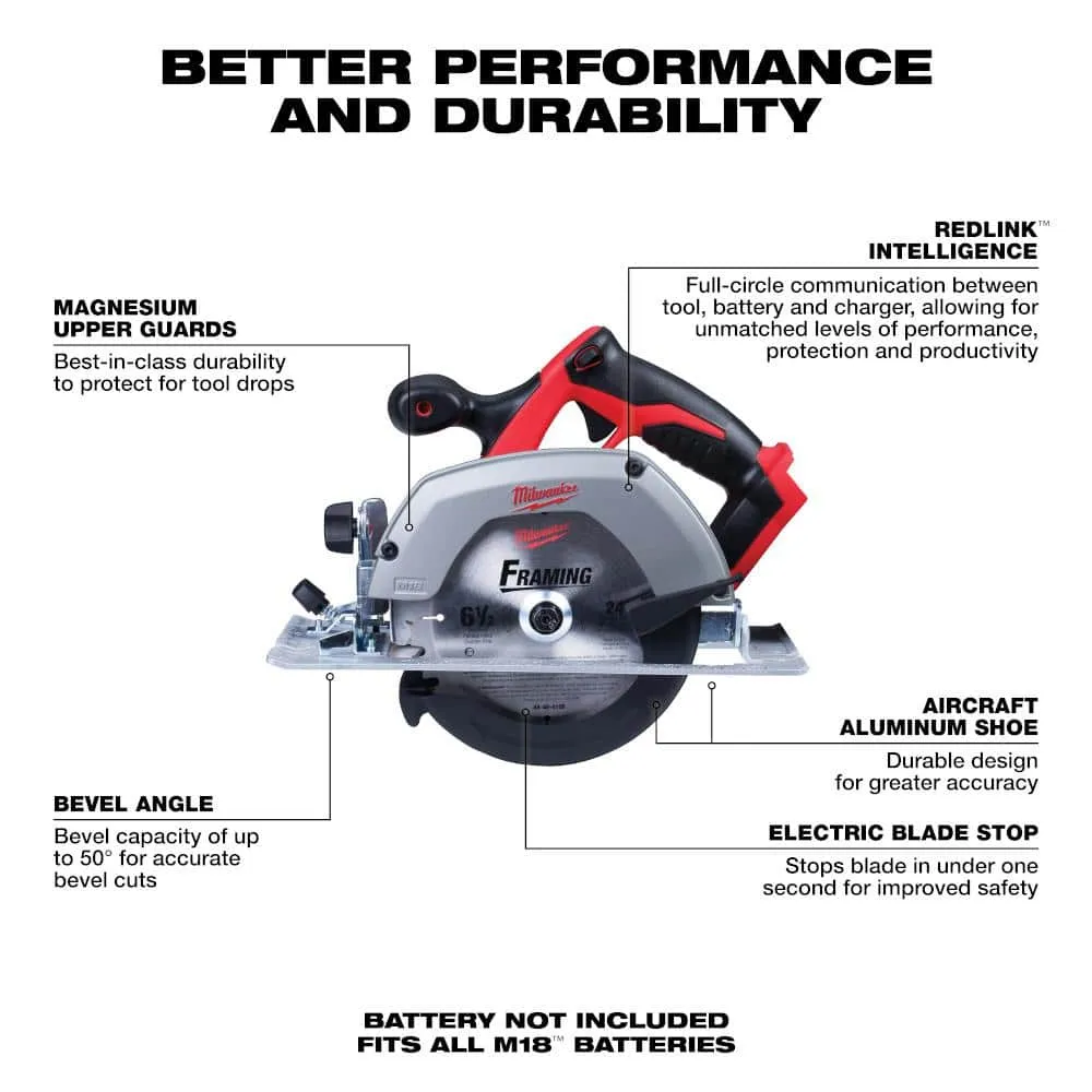 Milwaukee M18 18V Lithium-Ion Cordless 6-1/2 in. Circular Saw Kit with (2) 5.0Ah Batteries and Charger, photo 2 of 2