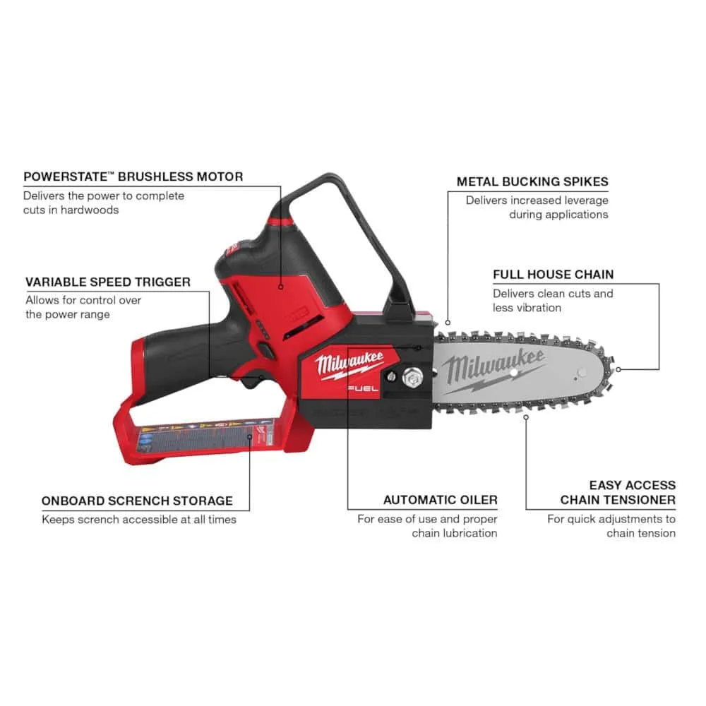 Milwaukee M12 FUEL 6 in. 12V Lithium-Ion Brushless Cordless HATCHET Pruning Saw Kit with M12 FUEL Hammer Drill & Impact Driver (2527-21/3497-22), photo 2 of 2