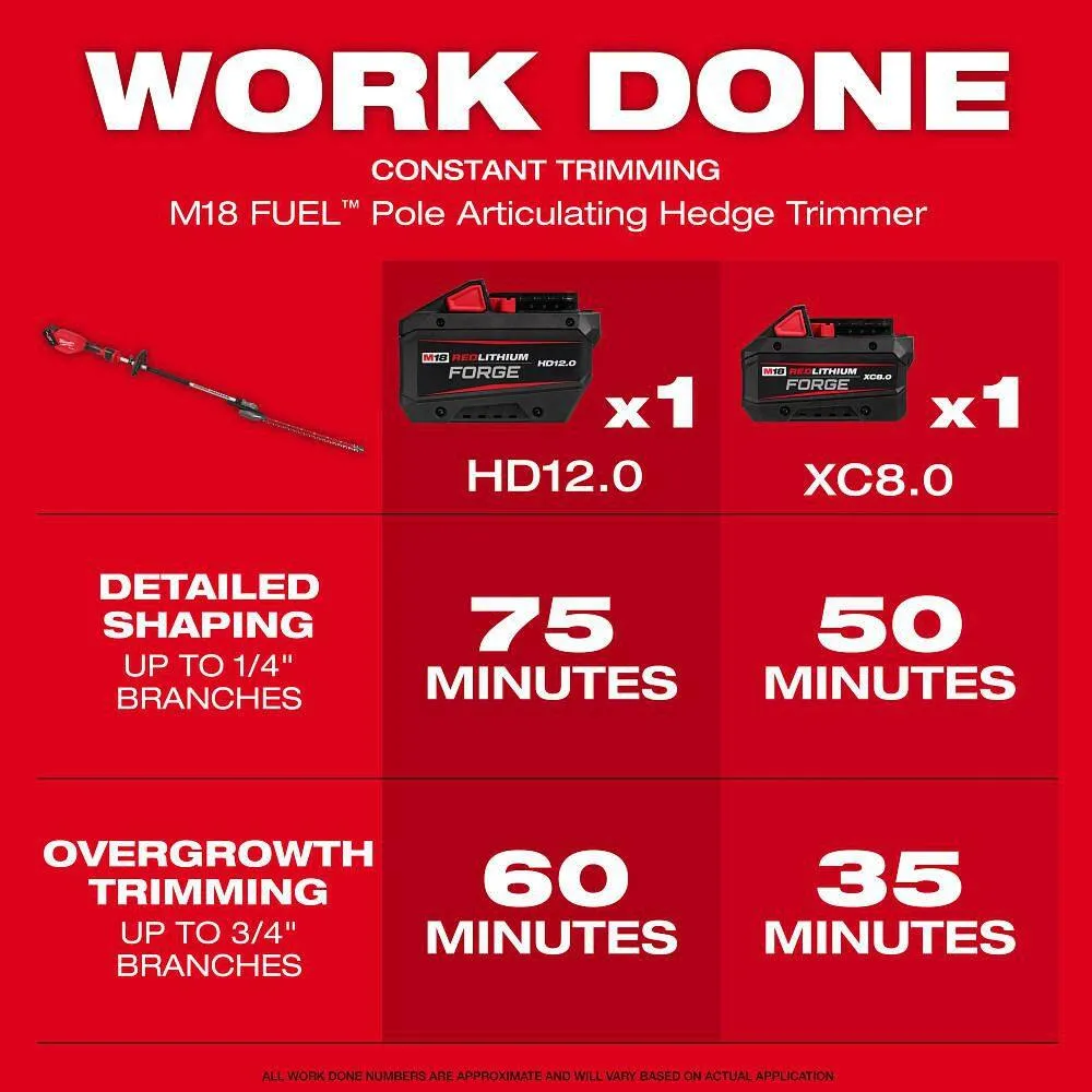 Milwaukee M18 FUEL 18V 24 in. Brushless Cordless Pole Articulating Hedge Trimmer Kit with 8.0 Ah Battery & Rapid Charger, photo 2 of 2