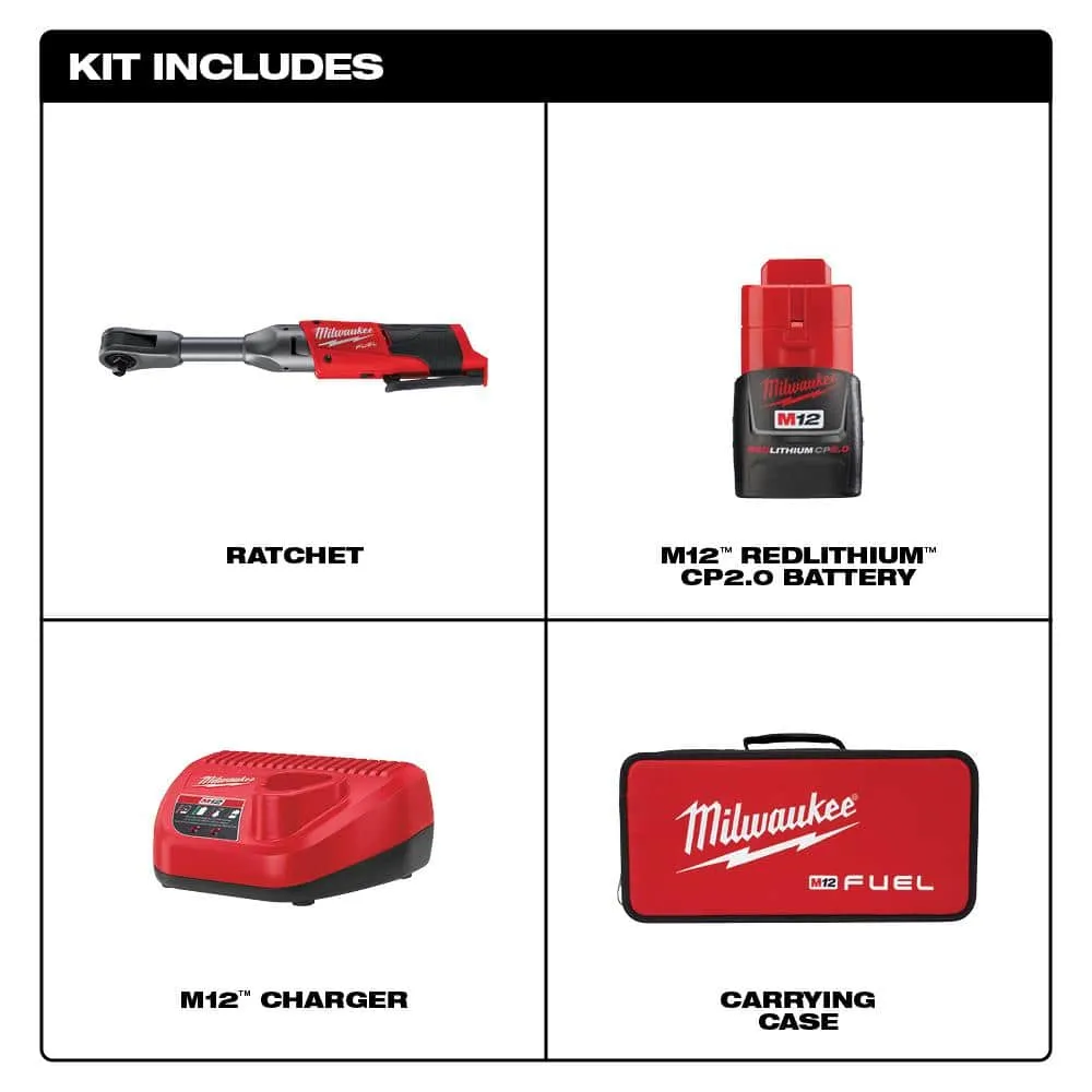 Milwaukee M12 FUEL 12V Brushless Cordless 3/8 in. Extended Reach Ratchet Kit with Metric Ratcheting Wrench Set, photo 2 of 2