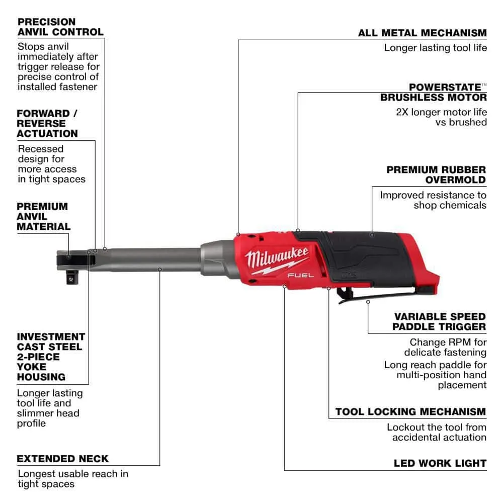 Milwaukee M12 FUEL 3/8 in. Extended Reach High-Speed Cordless Ratchet with Variable-Speed Polisher/Sander and (2) HO CP2.5 Batteries, photo 2 of 2