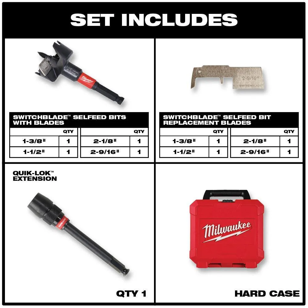 Milwaukee SWITCHBLADE Plumbers Selfeed Bits Set with SAWZALL Wood/Metal Bi‑Metal Reciprocating Saw Blades, 31-Piece, photo 2 of 2