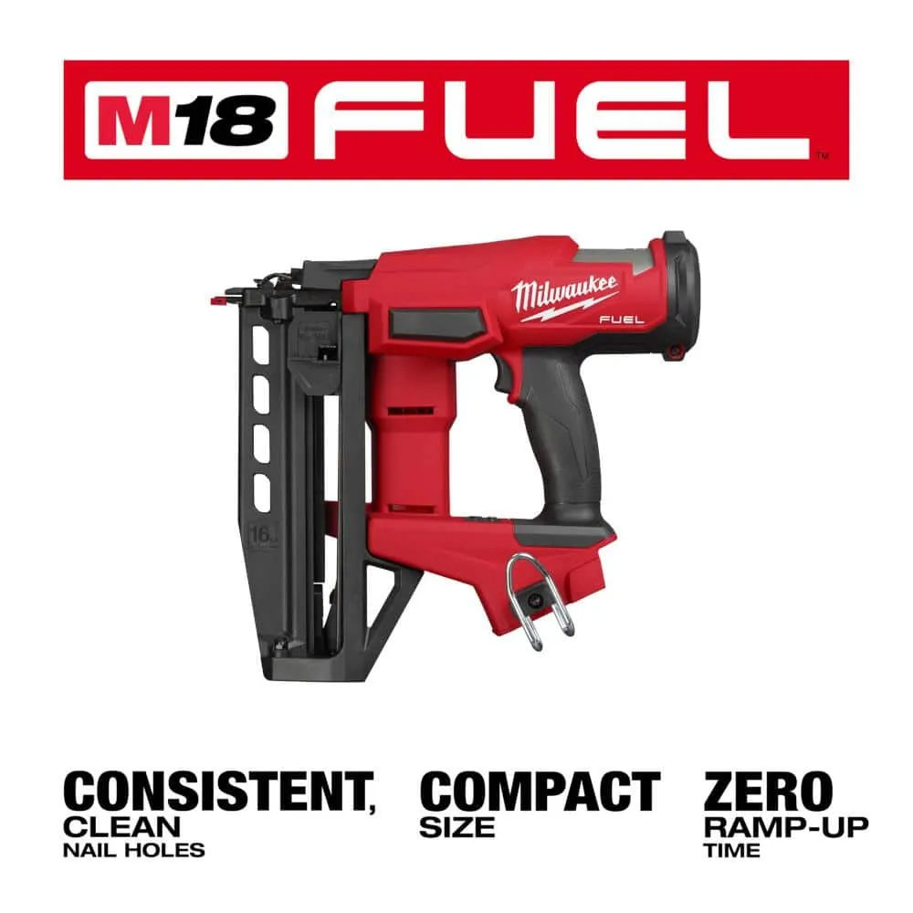 Milwaukee M18 FUEL 18-Volt Lith-Ion Brushless Cordless 16-Gauge Straight Finish Nailer w/Orbit Sander & (1) 3 Ah Battery/Charger, photo 2 of 2