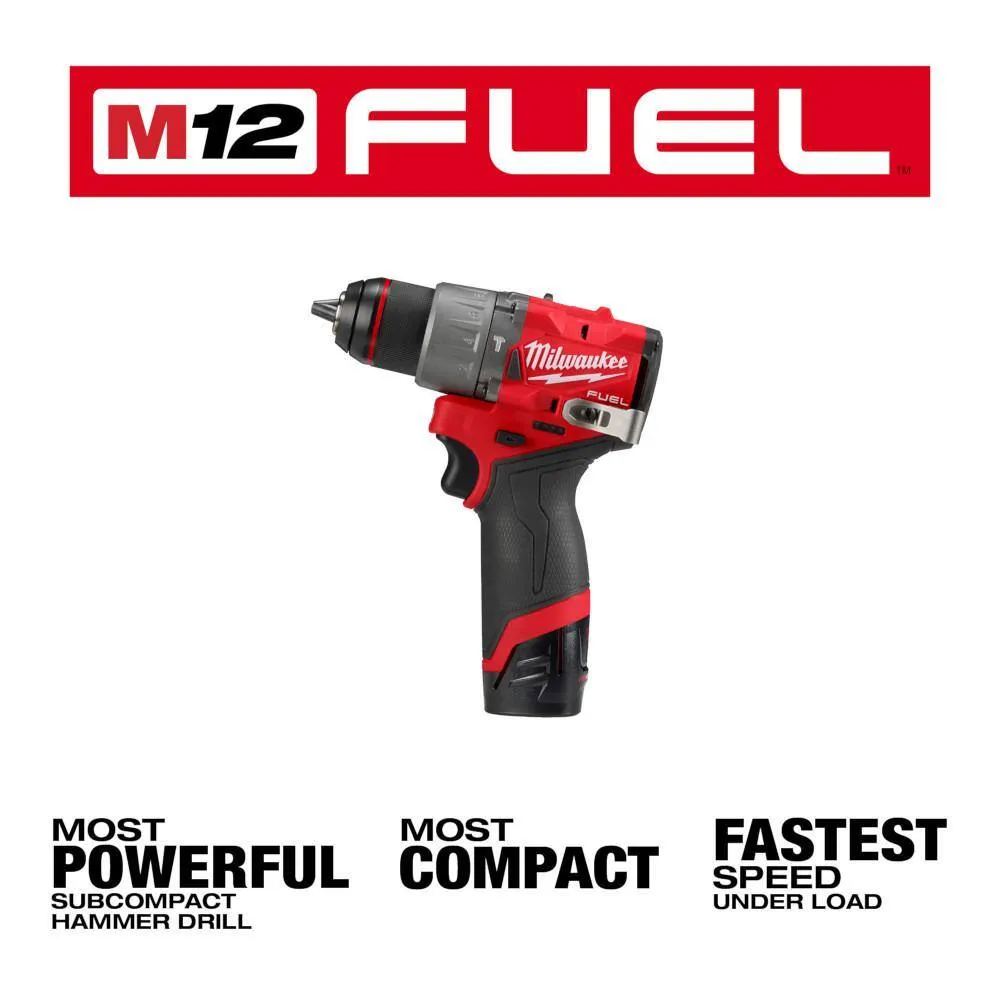 Milwaukee M12 FUEL 12-Volt Lithium-Ion Brushless Cordless 1/2 in. Hammer Drill/Driver Kit with M12 3/8 in. Ratchet, photo 2 of 2