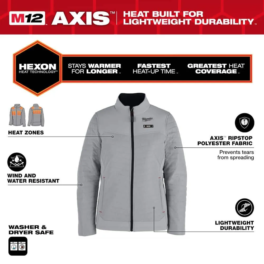 Milwaukee Women's Medium M12 12V Lithium-Ion Cordless AXIS Gray Heated Jacket Kit with (1) 3.0 Ah Battery and Charger, photo 2 of 2