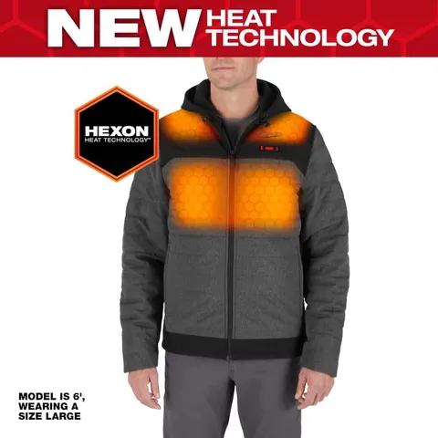 Men’s Large M12 12V Lithium‑Ion Cordless AXIS Gray Heated Jacket Kit with