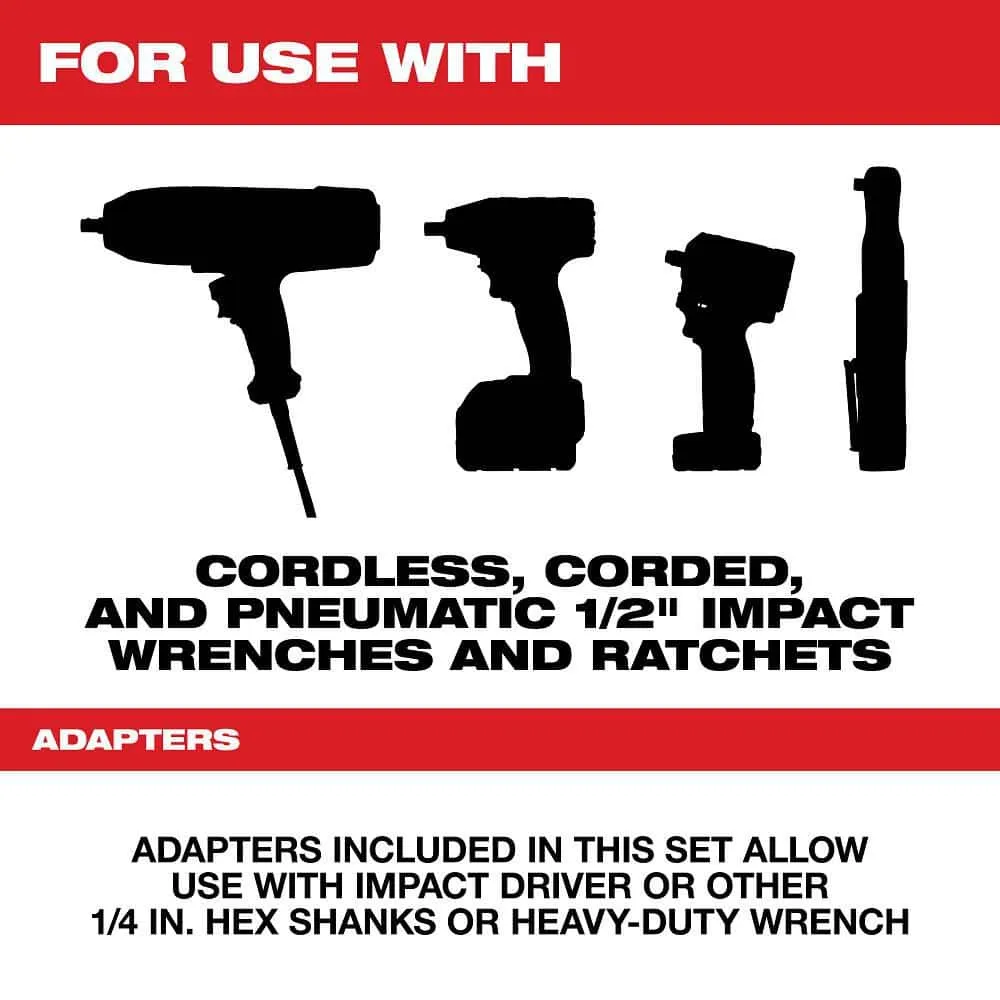 Milwaukee SHOCKWAVE Lineman's 1/2 in. Drive 2-in-1 12-Point Socket Set (10-Piece), photo 2 of 2
