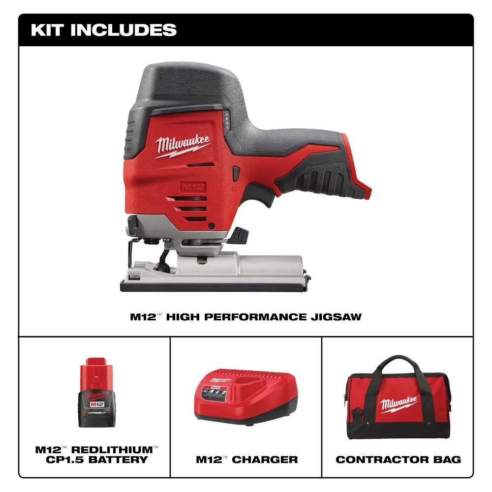 Milwaukee M12 12-Volt Lithium-Ion Cordless Jig Saw Kit with 1.5Ah Battery, Charger & Tool Bag, photo 2 of 2