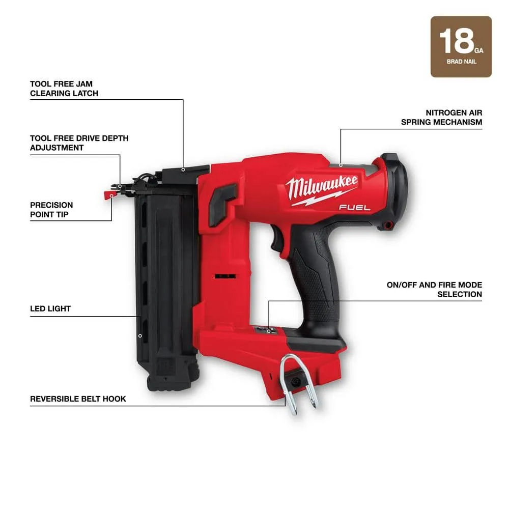 Milwaukee M18 FUEL 18V Lithium‑Ion Brushless Cordless Jig Saw with 18‑Gauge Brad Nailer, Tool‑Only Combo (2737-20/2746-20), photo 2 of 2