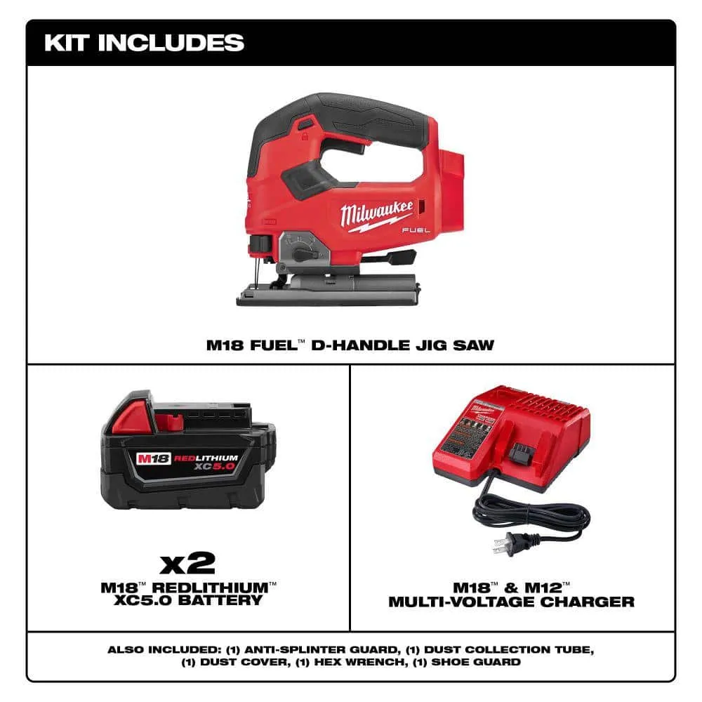 Milwaukee M18 FUEL 18V Lithium-Ion Brushless Cordless Jig Saw Kit with (2) 5.0Ah Batteries and Charger, photo 2 of 2
