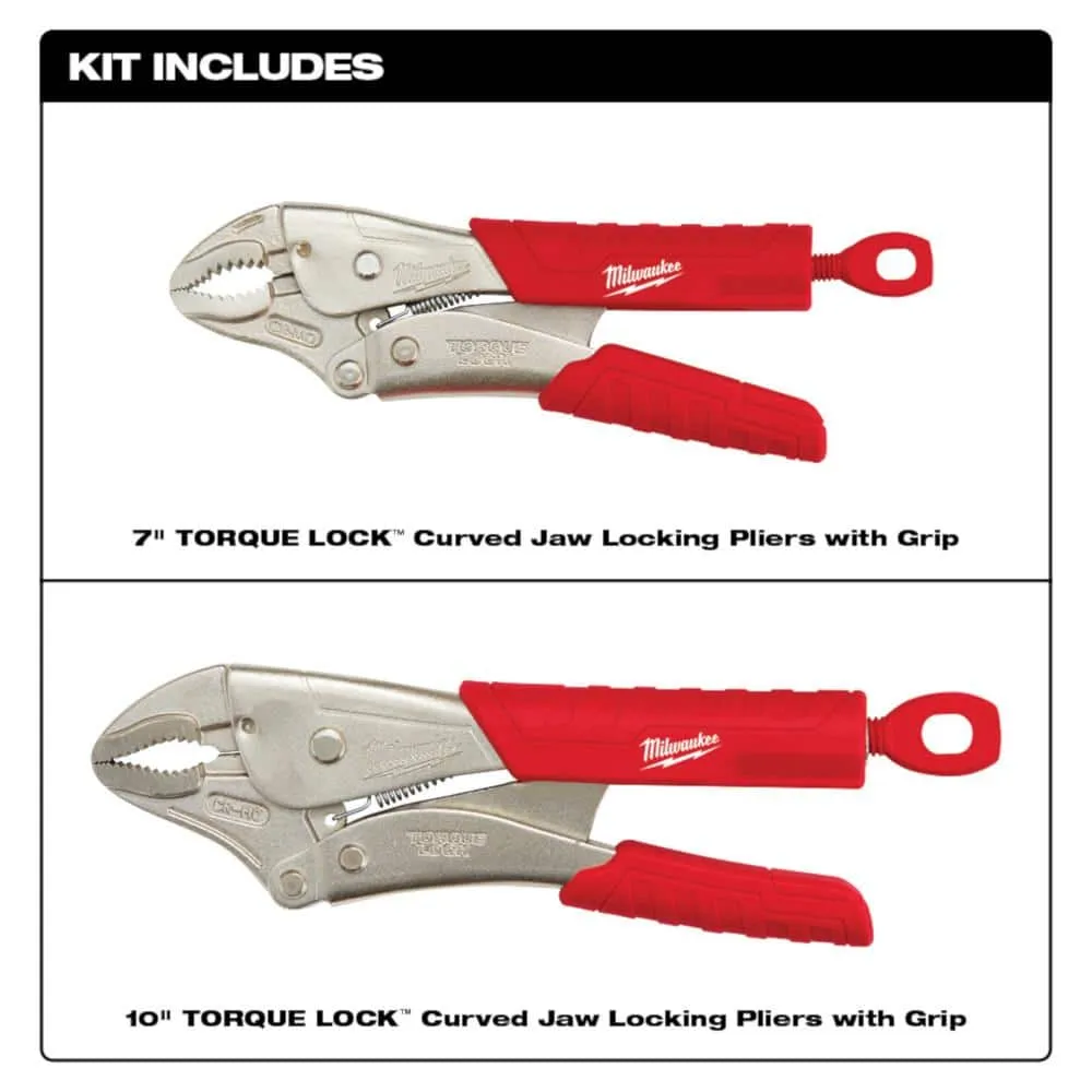 Milwaukee TORQUE LOCK Curved Jaw Locking Pliers Set with Durable Grip, 7 in. & 10 in. (2-Piece), photo 2 of 2