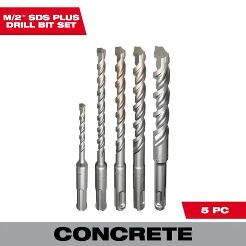 2-Cutter SDS-PLUS Carbide Hammer Drill Bit Set (5-Piece)