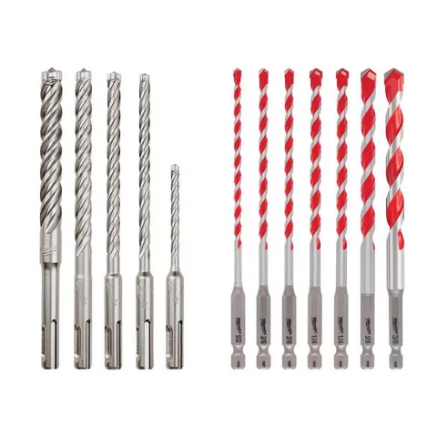SHOCKWAVE Carbide Hammer Drill Bit Kit + 2-Cutter SDS-PLUS Carbide Hammer Drill Bit Set