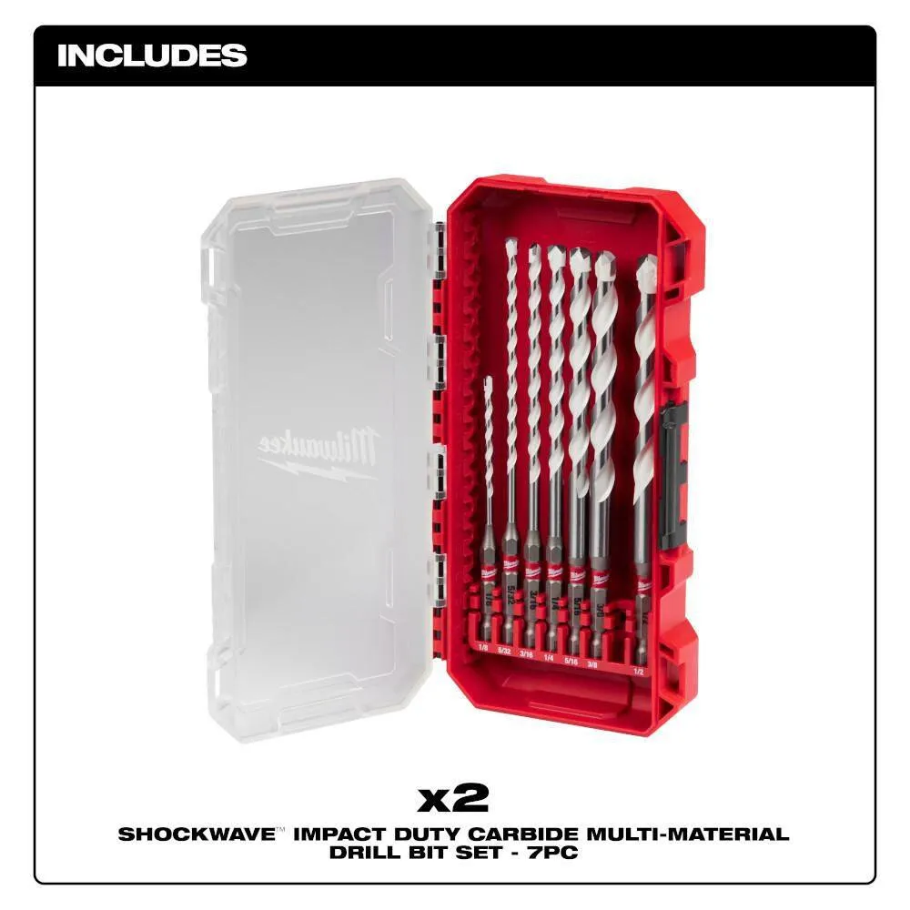 Milwaukee SHOCKWAVE Carbide Multi‑Material Drill Bit Set with SHOCKWAVE Carbide Hammer Drill Bit Kit (14‑Piece), photo 2 of 2
