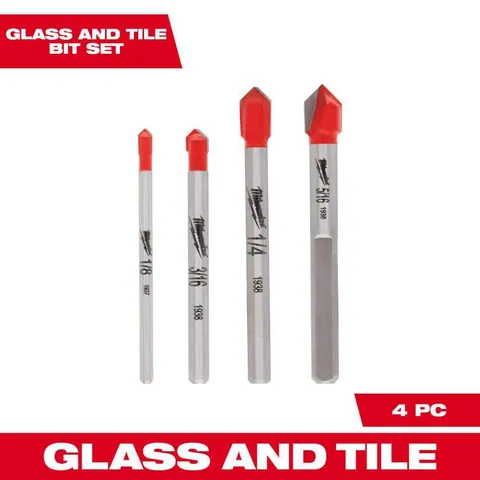 Carbide Glass & Tile Drill Bit Set, 4-Piece