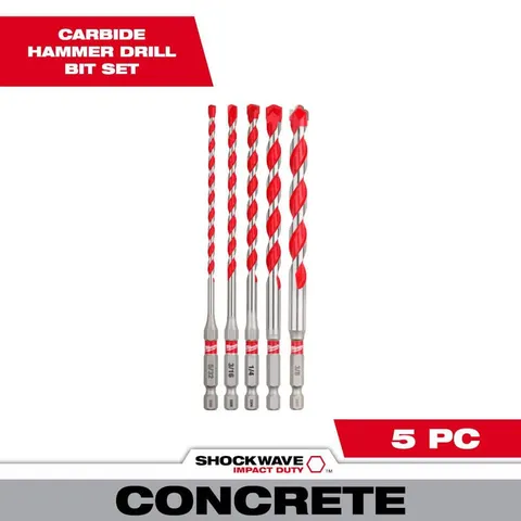SHOCKWAVE Carbide Hammer Drill Bits Set, 5-Piece (48-20-9051)