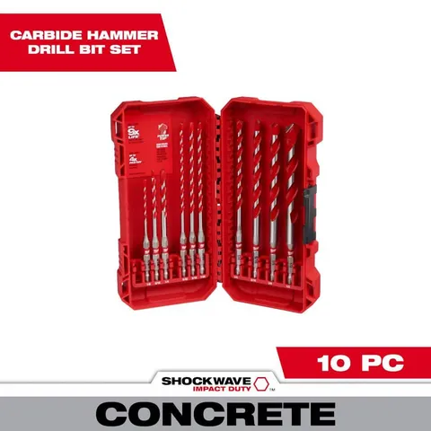 SHOCKWAVE Carbide Hammer Drill Bit Set, 10-Piece (Model 48-20-9058)