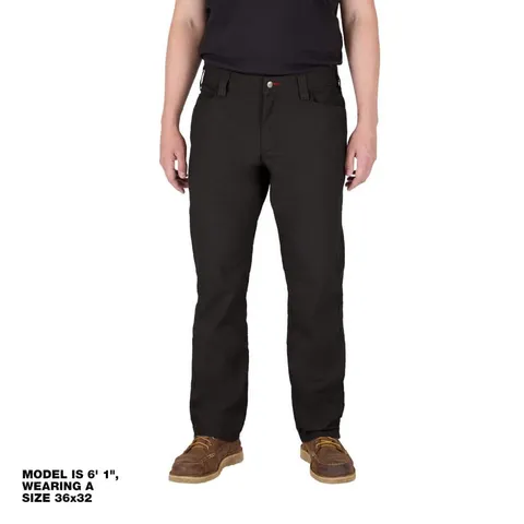 Men's Black Cotton/Polyester Work Pants with 7 Pockets, Size 36 × 32